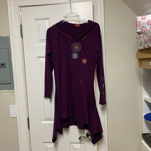 Purple hooded tunic